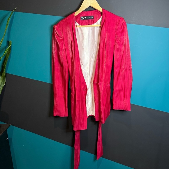 BNWT Zara Pink Blazer with Belt size Small - Picture 4 of 10